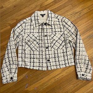 Express Black and Cream Checkered Jacket